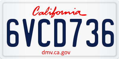 CA license plate 6VCD736