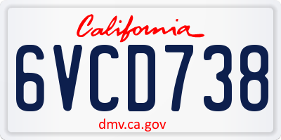 CA license plate 6VCD738