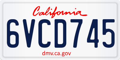 CA license plate 6VCD745