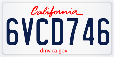 CA license plate 6VCD746