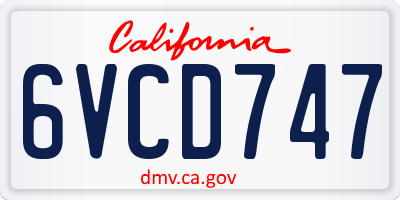 CA license plate 6VCD747