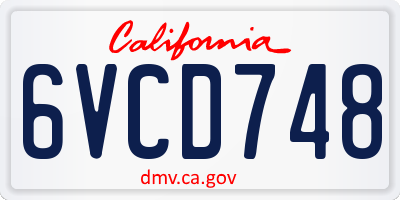 CA license plate 6VCD748