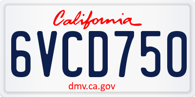 CA license plate 6VCD750