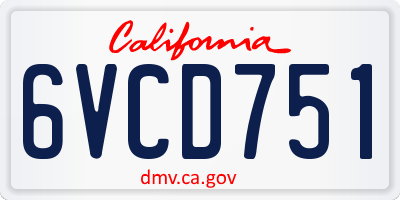 CA license plate 6VCD751