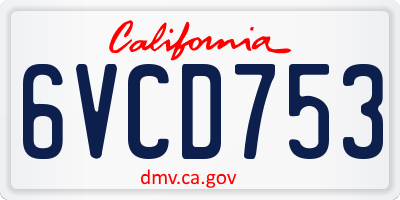 CA license plate 6VCD753