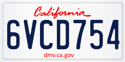CA license plate 6VCD754
