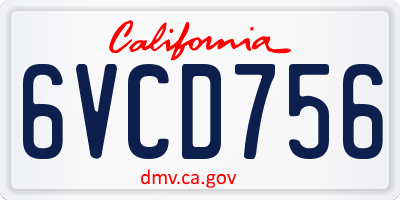 CA license plate 6VCD756