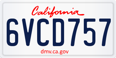 CA license plate 6VCD757