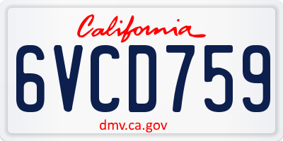 CA license plate 6VCD759