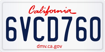 CA license plate 6VCD760