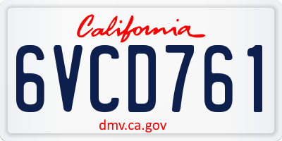 CA license plate 6VCD761