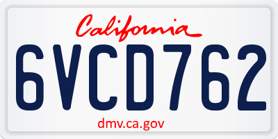 CA license plate 6VCD762