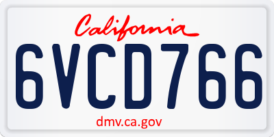 CA license plate 6VCD766