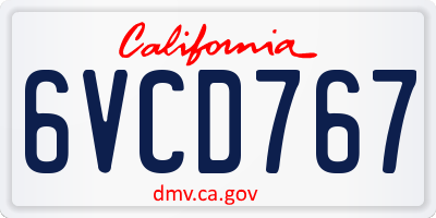 CA license plate 6VCD767