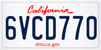 CA license plate 6VCD770