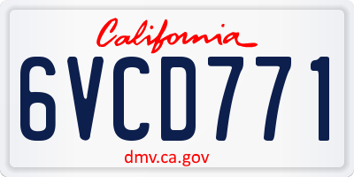 CA license plate 6VCD771
