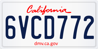 CA license plate 6VCD772