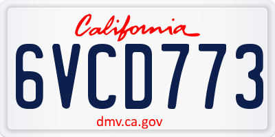 CA license plate 6VCD773