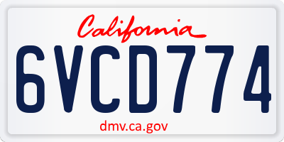 CA license plate 6VCD774