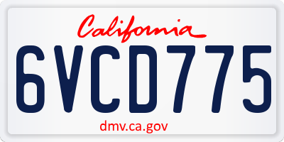 CA license plate 6VCD775