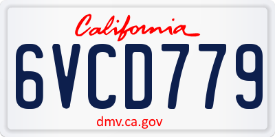 CA license plate 6VCD779