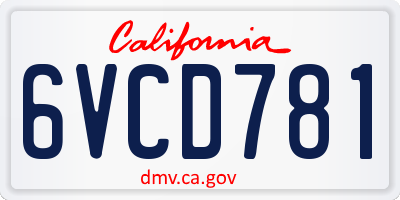 CA license plate 6VCD781
