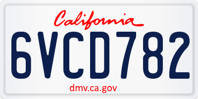 CA license plate 6VCD782