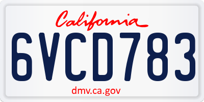 CA license plate 6VCD783