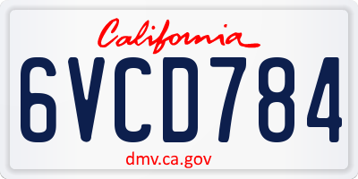 CA license plate 6VCD784
