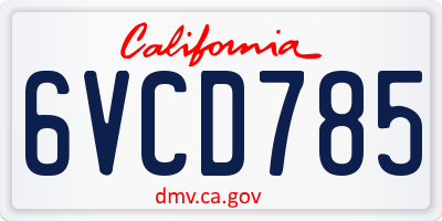 CA license plate 6VCD785