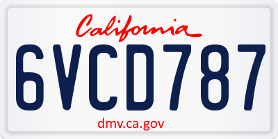 CA license plate 6VCD787