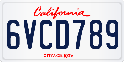 CA license plate 6VCD789