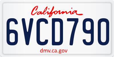 CA license plate 6VCD790