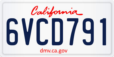 CA license plate 6VCD791