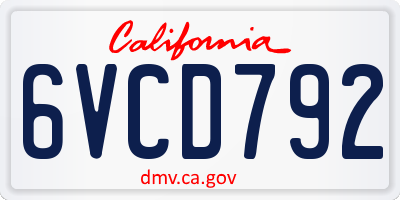 CA license plate 6VCD792