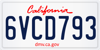 CA license plate 6VCD793
