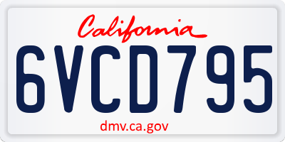 CA license plate 6VCD795