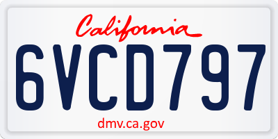 CA license plate 6VCD797