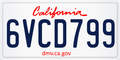 CA license plate 6VCD799