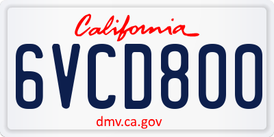 CA license plate 6VCD800