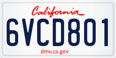 CA license plate 6VCD801