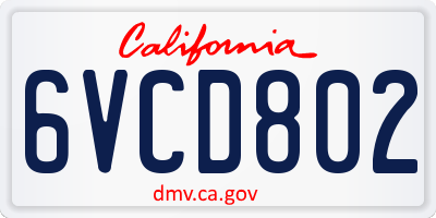 CA license plate 6VCD802