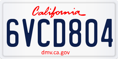 CA license plate 6VCD804