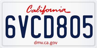 CA license plate 6VCD805