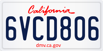 CA license plate 6VCD806