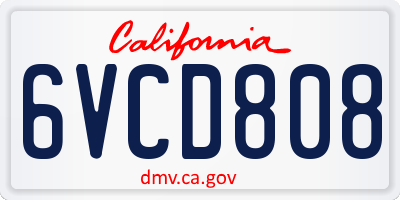 CA license plate 6VCD808