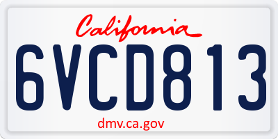 CA license plate 6VCD813