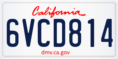CA license plate 6VCD814