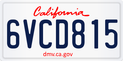 CA license plate 6VCD815