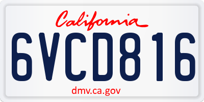 CA license plate 6VCD816